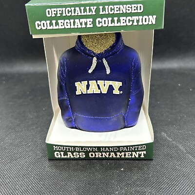 #ad Navy Midshipmen Glass Christmas Ornament Hoodie Brand New In Box $9.99