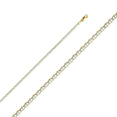 #ad Precious Stars 14k Two tone Gold 2.7mm White Pave Flat Mariner Chain $276.00