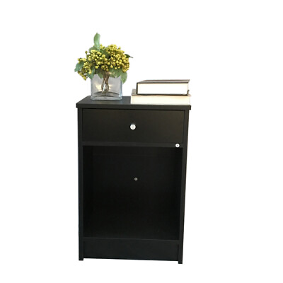 #ad Small Side Table Slim Narrow Night Stand Bedside Drawer Storage Cabinet Black $33.39