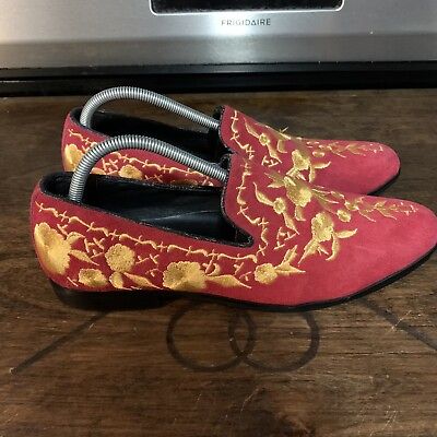 #ad FIESSO Aurelio Garcia Exoctic Red Gold Flowers Slip On Shoes Size US 8 $23.96