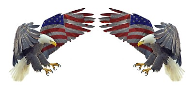 #ad Two Bald Eagle USA American Flag Sticker Car Truck Laptop Decal Bumper Cooler $4.99