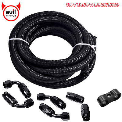 #ad Braided 3 8 Fuel Line 6AN Oil Gas Fuel Hose End Fitting Hose Separator Clamp Kit $35.54