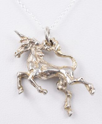 #ad Sterling Silver Dimensional Unicorn Pendant with 18quot; Chain 4.5g $46.00