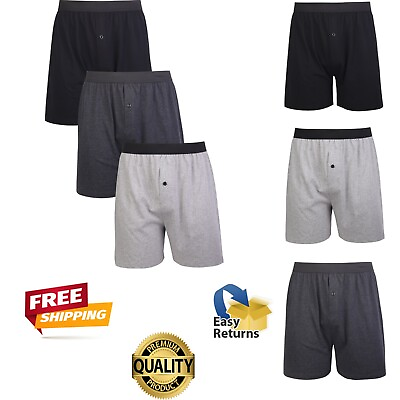 #ad Men#x27;s Plain Boxer Shorts 100% Knit Cotton Underwear 3 6 9 12 Pack 3 Colors $16.90