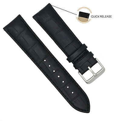#ad 18mm 20mm 22mm Quick Fit Alligator Grain Genuine Leather Watch Band Strap $7.99