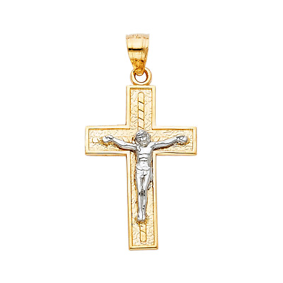 #ad 14K Two Tone Gold Jesus Crucifix Religious Pendant Jesus Religious Cross Pendant $222.35