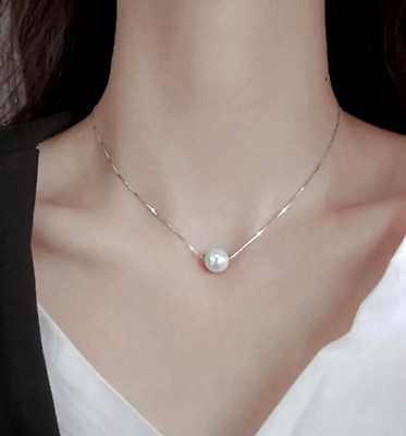 #ad Fashion Big White Faux Pearl Pendant Necklace Women Girls Clavicle Chain Jewelry $13.98