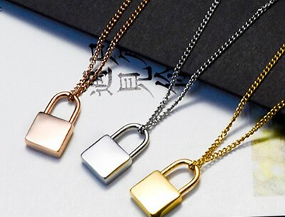 #ad Women Titanium Stainless Steel Nice Lock Pendant Chain necklace 18 20quot; $15.99