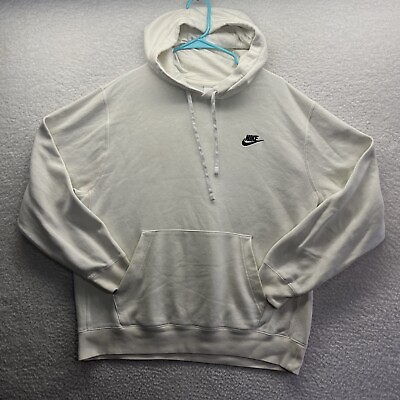 #ad Nike Hoodie Adult Large White Sweatshirt Embroidered Logo Sportswear Active Gym $25.88