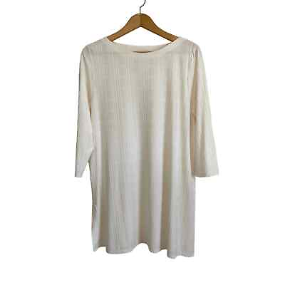 #ad J. Jill wearever cream tunic top textured long 3 4 sleeves solid Size Large $22.40