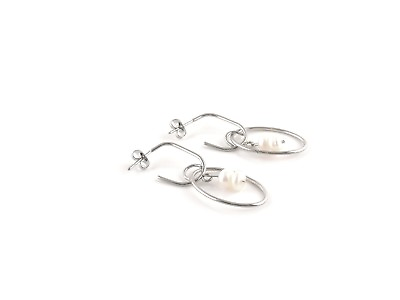 #ad Stainless Steel Dangle Hoop Earrings With Freshwater Pearls $12.34