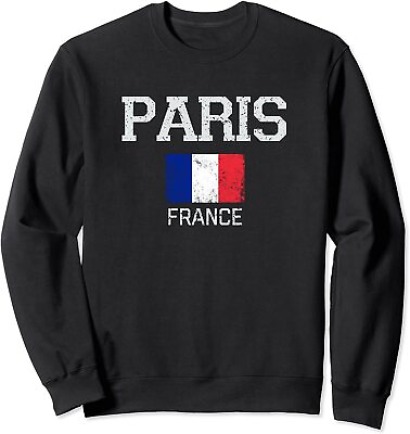#ad Vintage Paris France French Souvenir Gift Flag Unisex Crewneck Sweatshirt $26.99