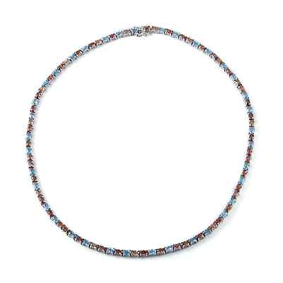 #ad 925 Silver Platinum Plated Natural Zircon Tennis Necklace Gift Size 18 Ct 32.3 $390.00