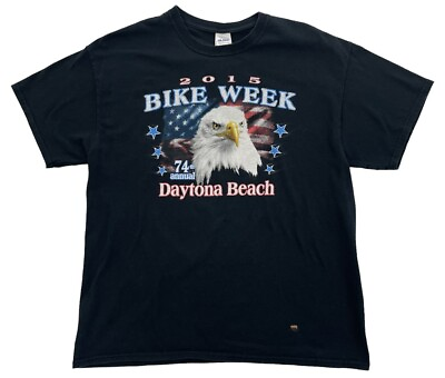 #ad Daytona Beach Bike Week 2015 74th Annual Mens Size XL Shirt American Bald Eagle $15.30
