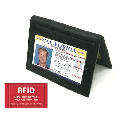 #ad Black RFID Blocking Mens Leather Bifold Thin Wallet ID Window Slim Card Case $15.12