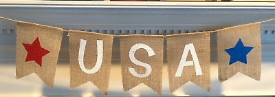 #ad USA Burlap Garland Banner Memorial Day Patriotic 4th of July Veterans Military $8.50
