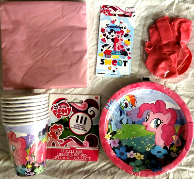 #ad MY LITTLE PONY Birthday Party Supply Snack Pack for 8 w 6 Balloons Stickers $15.59