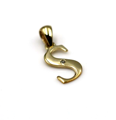 #ad Genuine 9ct Genuine Solid Yellow Gold Diamond Initial Pendant S AU $169.00