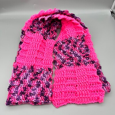 #ad Pink amp; Purple Handmade Crochet Winter Neck Scarf 80quot;x6quot; Warm Scarf Womens $16.99