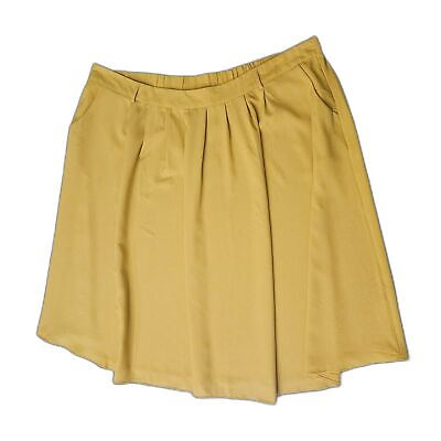 #ad New 4X Pleated A Line Skirt Pockets Mustard Pull On Hot amp; Delicious $15.00