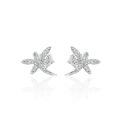 #ad White Gold Diamond Dragonfly Diamond Stud Earrings In 14k Gold 0.22 Fine Jewelry $620.00