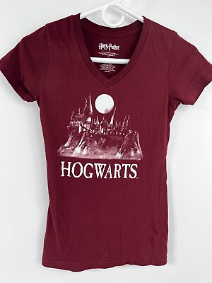 #ad Harry Potter Hogwarts Burgundy Short Sleeve Tee Shirt Women#x27;s Size Small $6.00