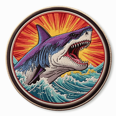 #ad Great White Shark Embroidered Patch Iron on Applique Clothing Vest Ocean Animal $7.87