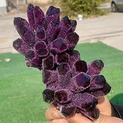 #ad 310g Raw Dark Purple Phantom Amethyst Cluster Crystal Geode Specimens Ornament $66.00