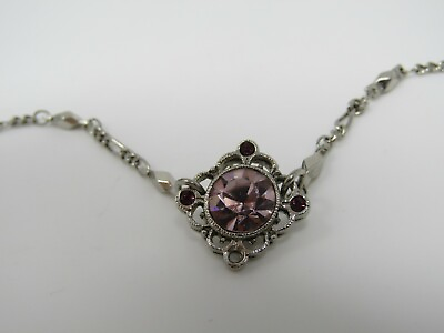 #ad Purple Jewel Necklace Pendant Vintage Womens Jewelry Nice Design 28quot; Chain $8.99