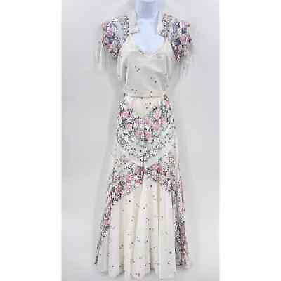 #ad Vintage Women#x27;s Dress 70s Zum Zum Sz 3 Light Floral Prairie Maxi Tiered Cottage $48.77