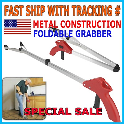 #ad 32 inch Folding Grabber Pick Up Tool Reacher Extend Easy Reaching Trash Stick $7.85