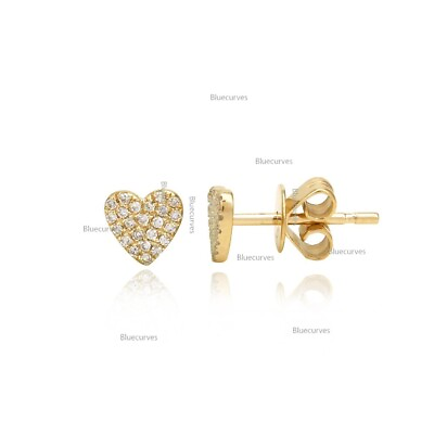 #ad Stud Anniversary Earrings 14k Yellow Gold Natural Diamond 0.11 Ct Round $319.00