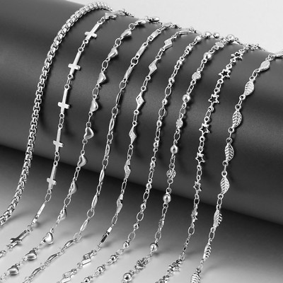 #ad Women#x27;s Stainless Steel Thin Chain Necklaces Silver Fashion Jewelry 17 30 inch $7.37