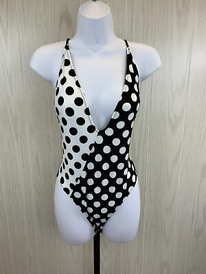 #ad Volcom It#x27;s a New Dot One Piece Swimsuit Women#x27;s Size S Black NEW MSRP $80 $19.99