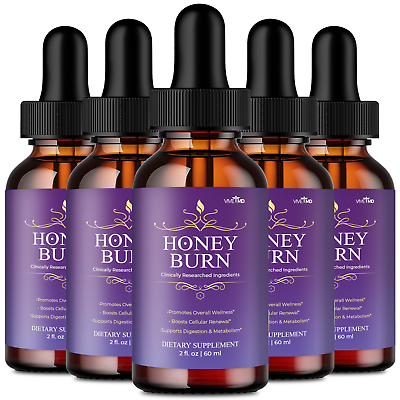 #ad 5 Pack Honey Burn Liquid Drops Advanced Formula Weight Management Supplement $79.95
