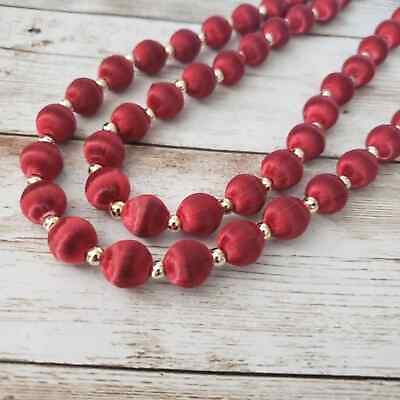 #ad Vintage Necklace Stunning Red amp; Gold Tone Long Necklace $19.99