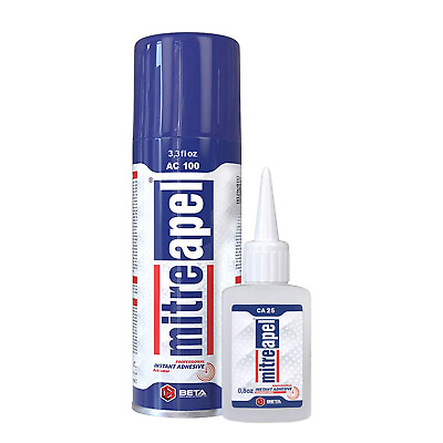 #ad MITREAPEL Adhesive CA Glue 0.80 oz with Aerosol Activator Spray 3.30 fl. oz. $13.99