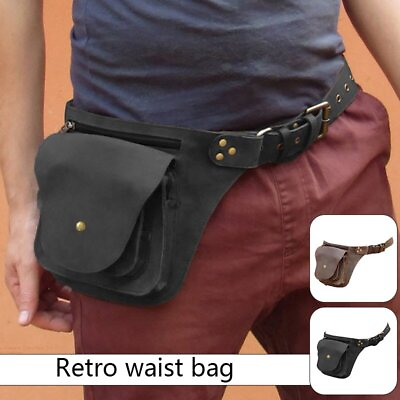 #ad Medieval Faux Belt Waist Bag Leather Steampunk Hip Pocket Outdoor Travel. $23.01