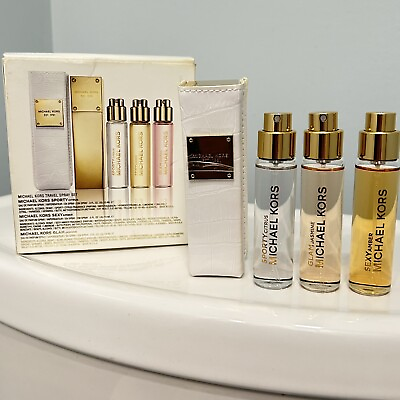 #ad #ad New Michael Kors 3PC travel spray EDP Perfume amp; luxury fluted Case set 15ml each $139.99