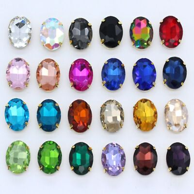 #ad Sparkling Oval Gold Claw Rhinestones Multicolor Jewelry Sewing Craft Rhinestones $10.17
