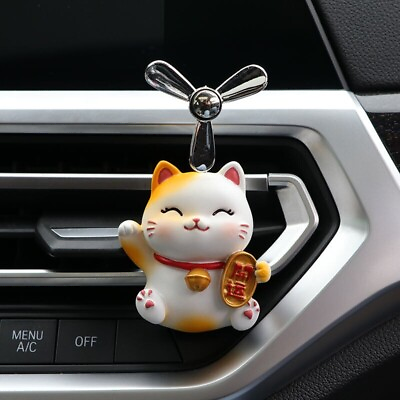 #ad Lucky Cat Car Outlet Vent Rotating Propeller Perfume Clip Air Freshener Diffuser $10.99