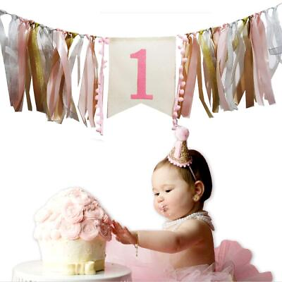 #ad Pink Princess Style Tutu 1st Birthday High Chair Banner First Birthday Party ... $16.61