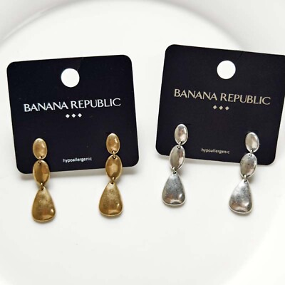 #ad Banana Republic Teardrop Drop Earrings Gift Vintage Women Jewelry 2Colors Chosen $7.99
