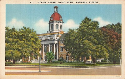 #ad Marianna Florida Jackson County Court House Building Vintage Postcard $6.39