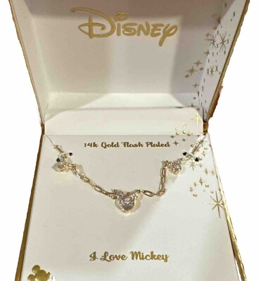 #ad Disney 14k “I Love Mickey” Gold Flash Plated Necklace Perfect Gift🎁🎁🎁 $45.00