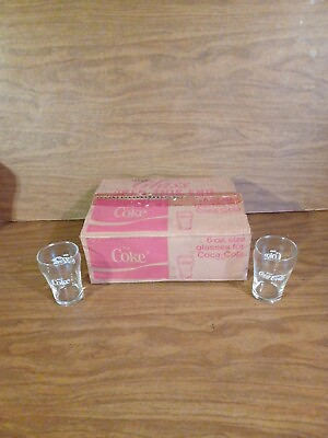 #ad Vintage Set 12 Federal Heat Treated Sturdee 6oz Coke Coca Cola Glasses In Box $63.00