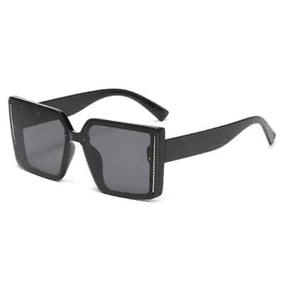 #ad Women#x27;s Fashion Geometric Square Sunglasses Black Gray Rope Accent $11.70
