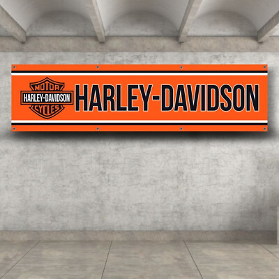 #ad Premium Flag Harley Davidson Motorcycle 2x8 ft Banner Vintage Garden Garage Sign $15.85