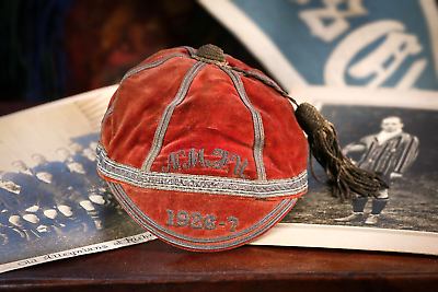 #ad Charming Original Antique Rugby Football Club Team Sports Velvet Uniform Cap Hat $245.00