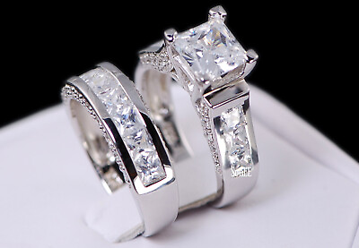 #ad 4.35 Princess Cut cz 925 Sterling Womens Wedding Ring Engagement Ring $86.00